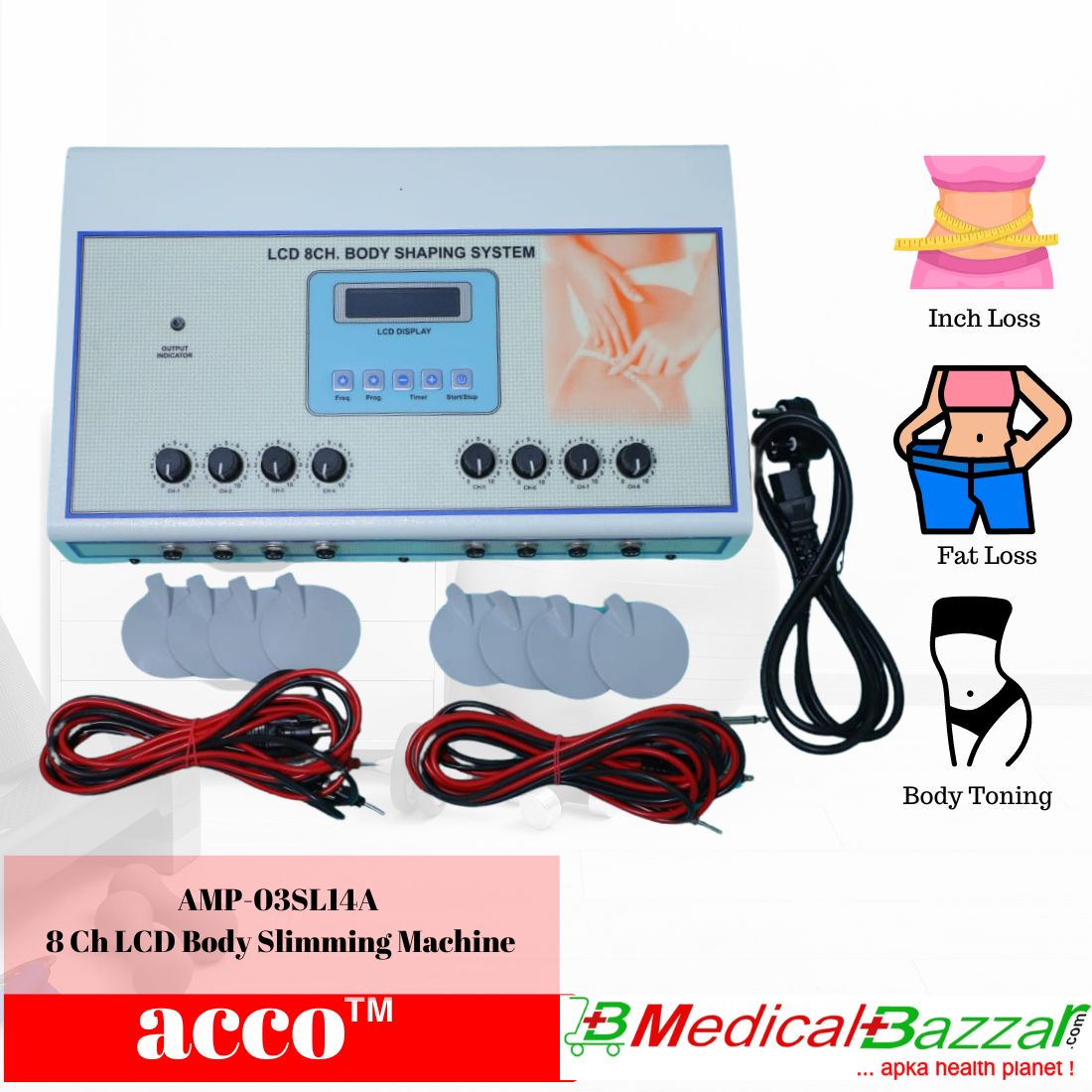 acco 8 Ch Slimming Machine LCD , Body Shaper