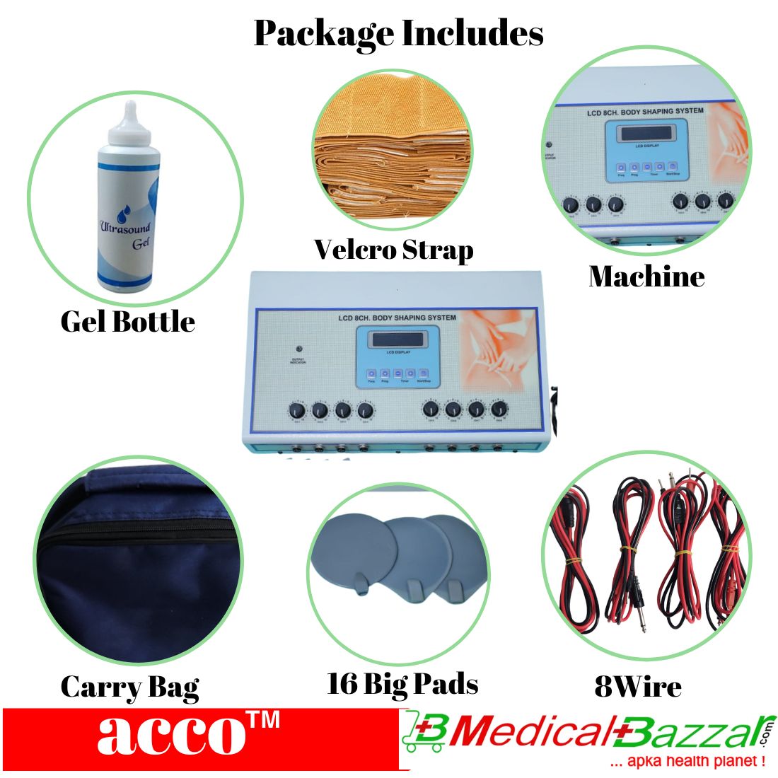 acco 8 Ch Slimming Machine LCD , Body Shaper