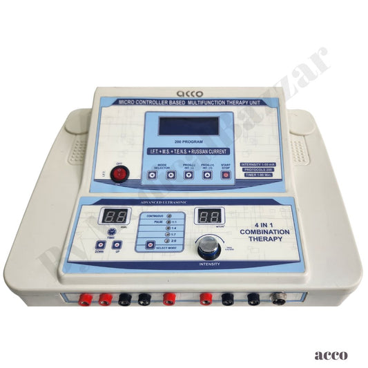 acco 4 in 1 Physio Combo Machine IFT MS TENS US 1Mhz with 8 Pads