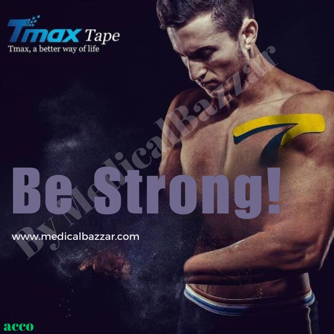 T max Waterproof Kinesiology Tape (Printed, 5mtr x 5cm) - 4 Way Stretch