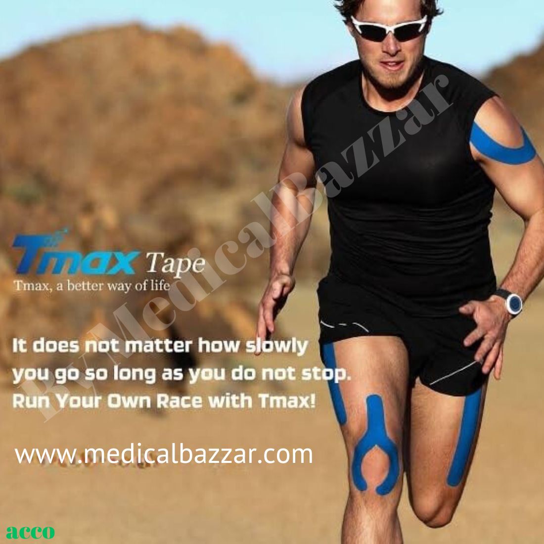 T max Waterproof Kinesiology Tape (Printed, 5mtr x 5cm) - 4 Way Stretch