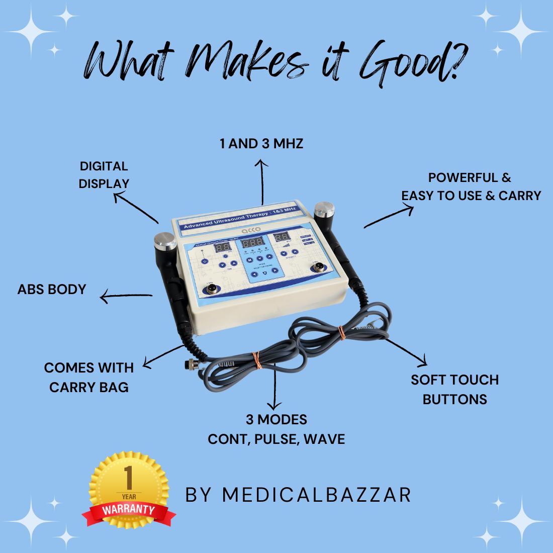 acco Advance Ultrasound Therapy Machine 1 & 3 Mhz (3 Modes)