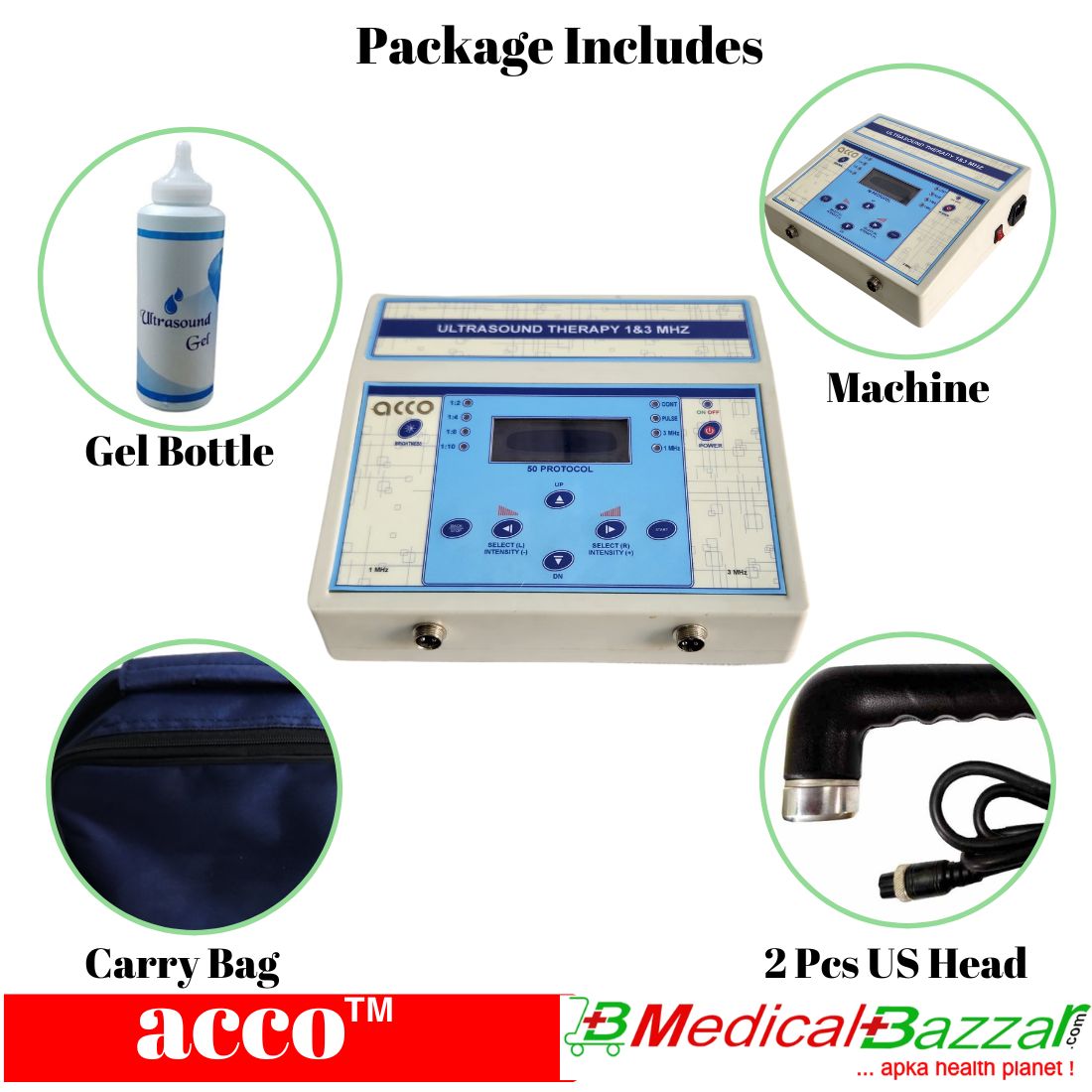 acco Ultrasound Therapy Machine 1 & 3 Mhz(LCD, 50Prgs)